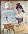 Georges Seurat Young Woman Powdering Herself 1890 painting