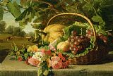 Geraldine Jacoba Van De Sande Bakhuyzen A Still Life with Flowers Grapes And a Melon