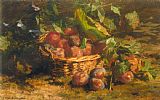 Basket Prints - Stilllife with Plums in a Basket by Geraldine Jacoba Van De Sande Bakhuyzen
