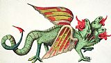 German School Three Headed Dragon Spitting Fire