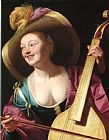 Gerrit van Honthorst A Young Woman Playing a Viola Da Gamba painting