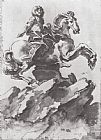 Gian Lorenzo Bernini Paintings - Design for The Equestrian Monument of Louis Xiv by Gian Lorenzo Bernini