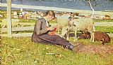 Giovanni Segantini A Girl Knitting