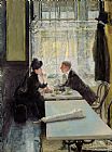 Cafe Prints - Lovers in a Cafe by Gotthardt Johann Kuehl