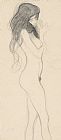 Gustav Klimt Female Nude Standing Drawing