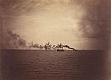 Seascapes Prints - Seascape with Sailing Ship And Tugboat by Gustave Le Gray