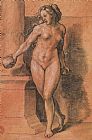 Hans Holbein the Younger Female Nude Stone Thrower painting
