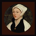 Portrait of a Young Man with Open Collar Paintings and Prints - Portrait of a Young Woman with a White Coif - 1541 by Hans Holbein the Younger