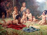 Hans Zatzka Cherubs in Garden