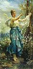 Hans Zatzka Girl with Flowers
