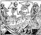 Hartmann Shedel Dance Macabre Medieval Wood Engraving