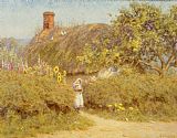 Helen Allingham A Surrey cottage painting