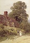 Helen Allingham Old Post Office Brook near Witley Surrey painting