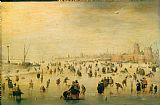 Hendrick Ter Brugghen Prints - Skating Scene by Hendrick Avercamp
