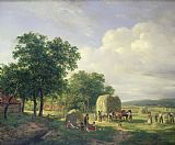 Hendrick Ter Brugghen Prints - Wooded Landscape With Haymakers by Hendrick van de Sande Bakhuyzen