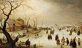 Rivers Prints - A Winter River Landscape With Figures On The Ice by Hendrik Avercamp