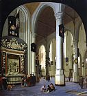 Delft Prints - Old Church in Delft with The Tomb of Admiral Tromp by Hendrik Van Vliet