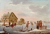Hendrik Willem Schweickardt Figures Skating in a Winter Landscape