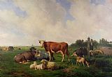 Newburyport Meadows Prints - Animals Grazing in a Meadow by Hendrikus van de Sende Baachyssun