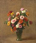Henri Fantin Latour Zinnias painting