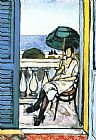 Matisse Prints - Woman with a Green Parasol on a Balcony 1919 by Henri Matisse