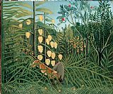 Henri Rousseau In a Tropical Forest. Struggle Between Tiger And Bull
