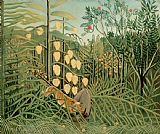 Tiger Prints - Rousseau, Henri in a Tropical Forest. Struggle Between Tiger And Bull by Henri Rousseau