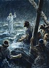 Walking The Plank Prints - Christ walking on the sea of Galilee by Henry Coller