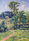 Henry Moret Landscape with trees and a path leading to a cottage