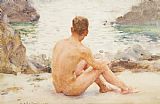 Henry Scott Tuke Charlie Seated on the Sand