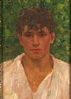 Portrait of a Young Man with Open Collar Paintings and Prints - Portrait of a Young Man with Open Collar by Henry Scott Tuke