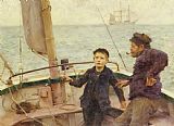 Henry Scott Tuke The Steering Lesson painting