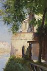 The Terrace St Tropez 1904 Prints - A View of Venice from a Terrace by Henry Woods