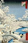 Hiroshige Drum bridge and Setting Sun Hill at Meguro