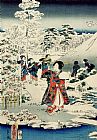 Hiroshige Maids in a snow covered garden