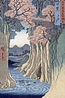Hiroshige The monkey bridge in the Kai province