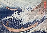 Sailing Boat Prints - Two Small Fishing Boats on the Sea by Hokusai