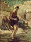Honore Daumier At the Water's Edge painting
