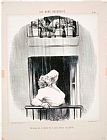 Honore Daumier Les Bons Bourgeois Un Voisin Qui Se Plaint De Ce Qu'on Arrose painting