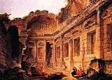 Hubert Robert Interior of The Temple of Diana at Nmes