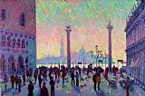 Column Paintings - St. Mark's Square Looking Towards San Giorgio by Hugo Grenville