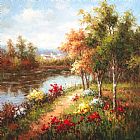 Hulsey Poppies And Stream painting