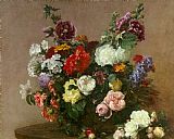 Ignace Henri Jean Fantin-Latour A Bouquet of Mixed Flowers painting