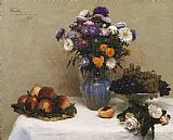 Ignace Henri Jean Fantin-Latour White Roses And Chrysanthemums painting