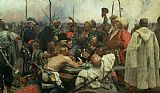 The Zaporozhye Cossacks writing a letter to the Turkish Sultan by Ilya Efimovich Repin