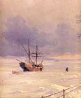 The Frozen Moat - Bedfield Prints - Frozen Bosphorus Under Snow Detail by Ivan Constantinovich Aivazovsky