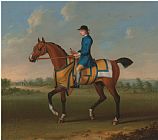 Jockeys Prints - A Bay Racehorse with Jockey Up by James Seymour