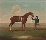 African Keeping a Horse at The Side of a Sea Prints - One of Four Portraits of Horses a Chestnut Horse by James Seymour