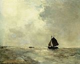 Sailing Boat Prints - Sailing Boat in Choppy Seas by Jan Hendrik Weissenbruch
