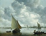 Jan Josephsz van Goyen Fishingboat in an Estuary painting